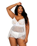 Dreamgirl Plus Diamond Mesh Babydoll & Panty