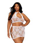 Dreamgirl Plus Lace Bralette & Mini-Skirt Set