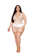 Dreamgirl Plus White Teddy & Garter Belt
