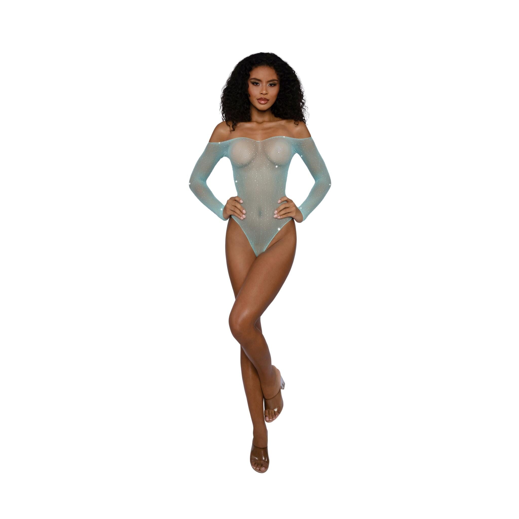 Dreamgirl Rhinestone Off Shoulder Bodystocking