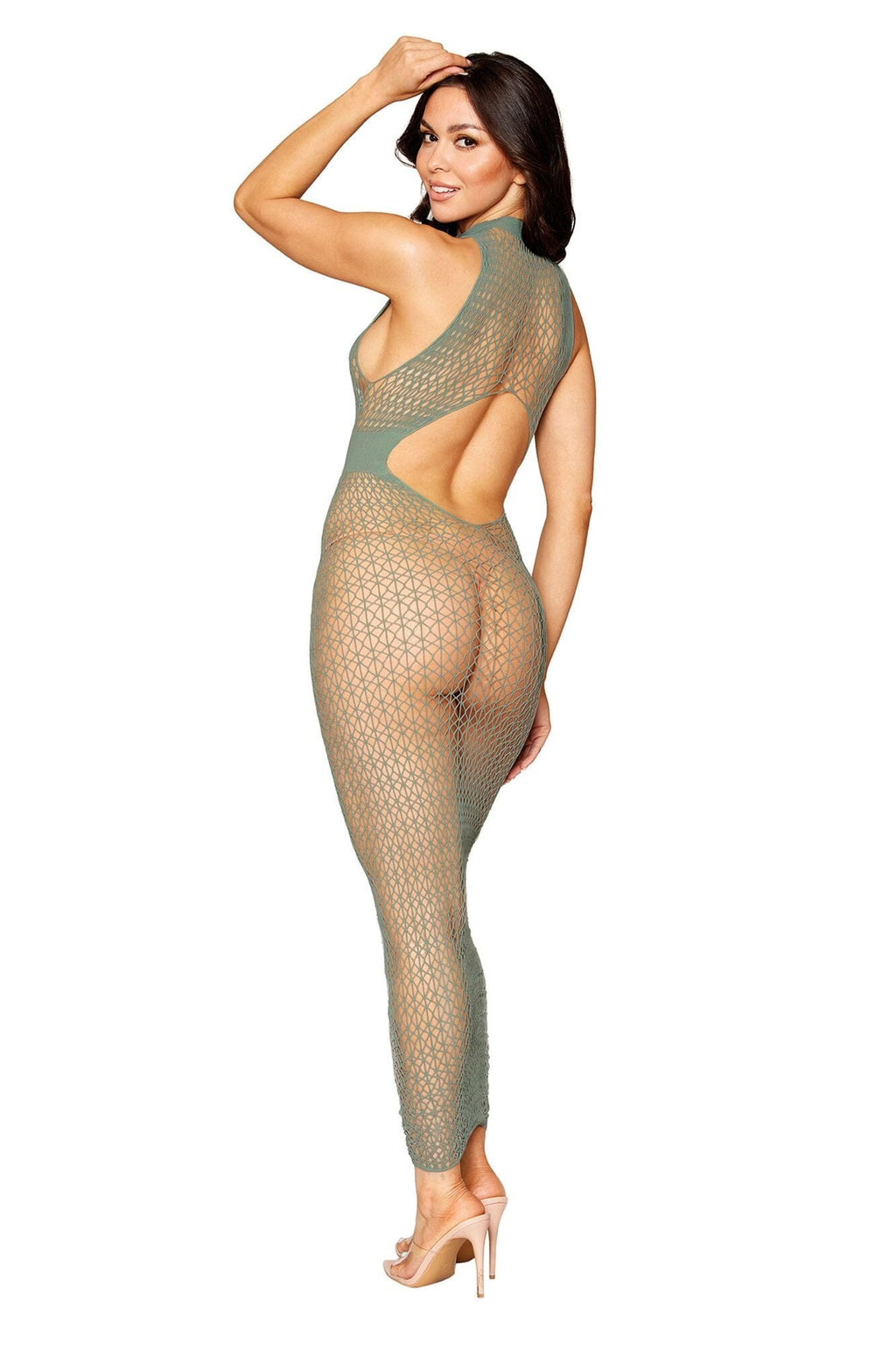 Dreamgirl Seamless Geometric Fence Net Bodystocking Gown