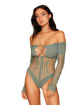 Dreamgirl Seamless Long Sleeve Teddy with Removeable Chain