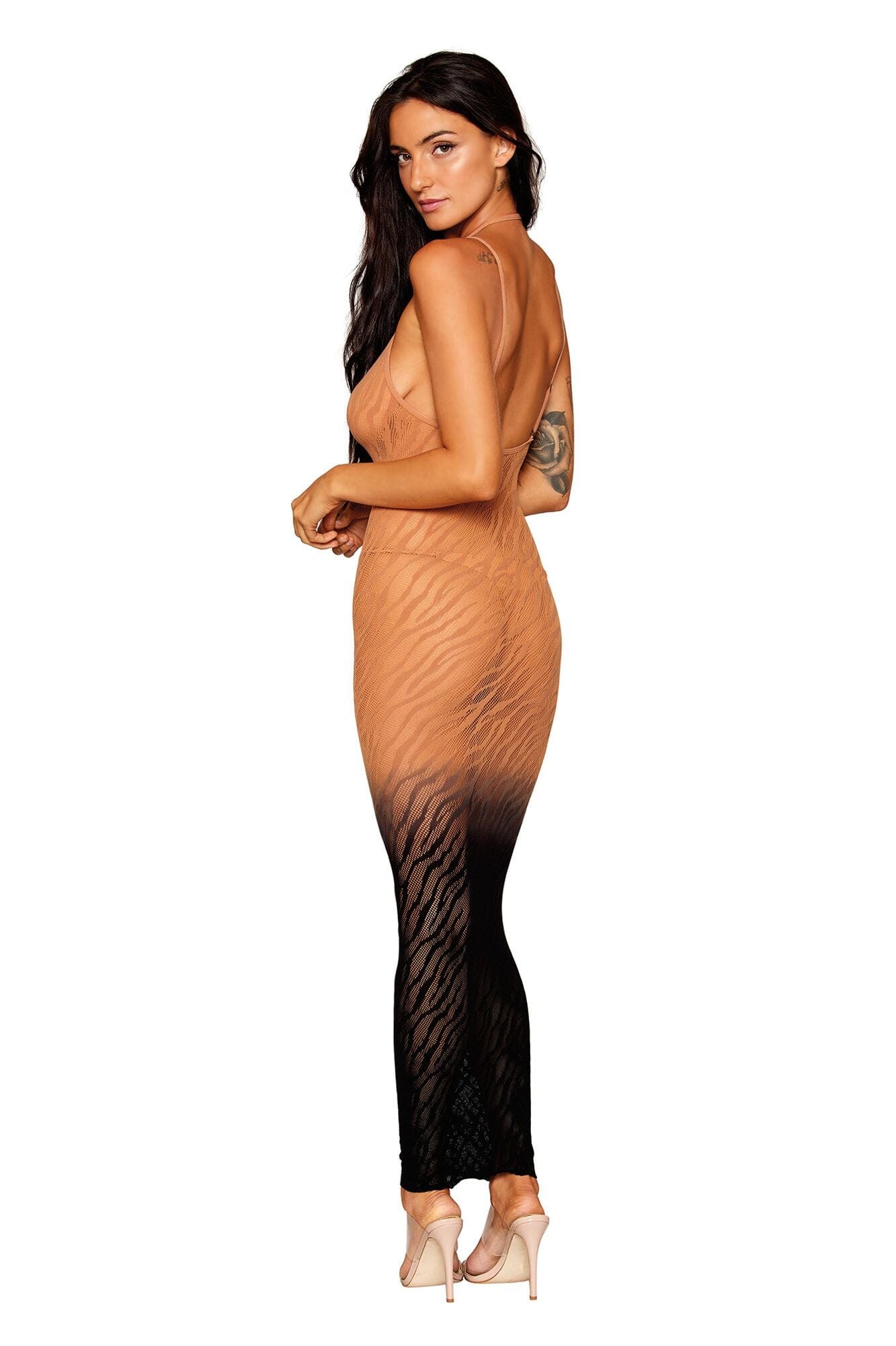 Dreamgirl Seamless Zebra Knit Ombre Bodystocking Gown