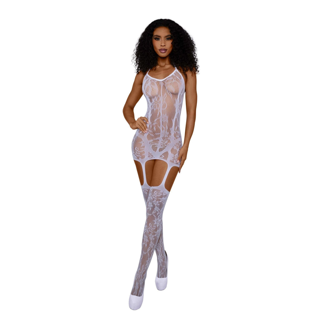 Dreamgirl Lace and Opaque Seam Garter Dress