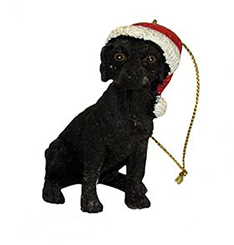 Dog in a Santa Hat Ornament - Black Lab