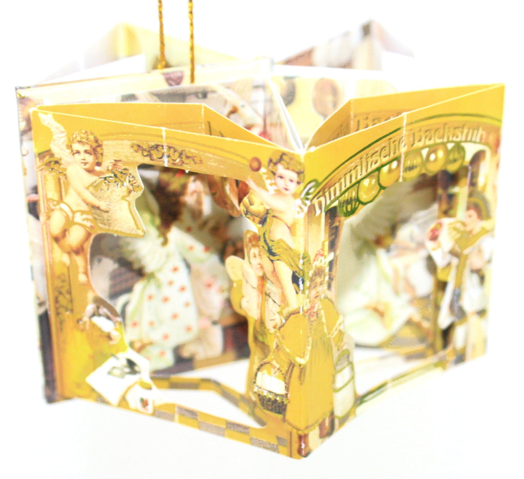 Popup Mini Book German Ornament - Yellow
