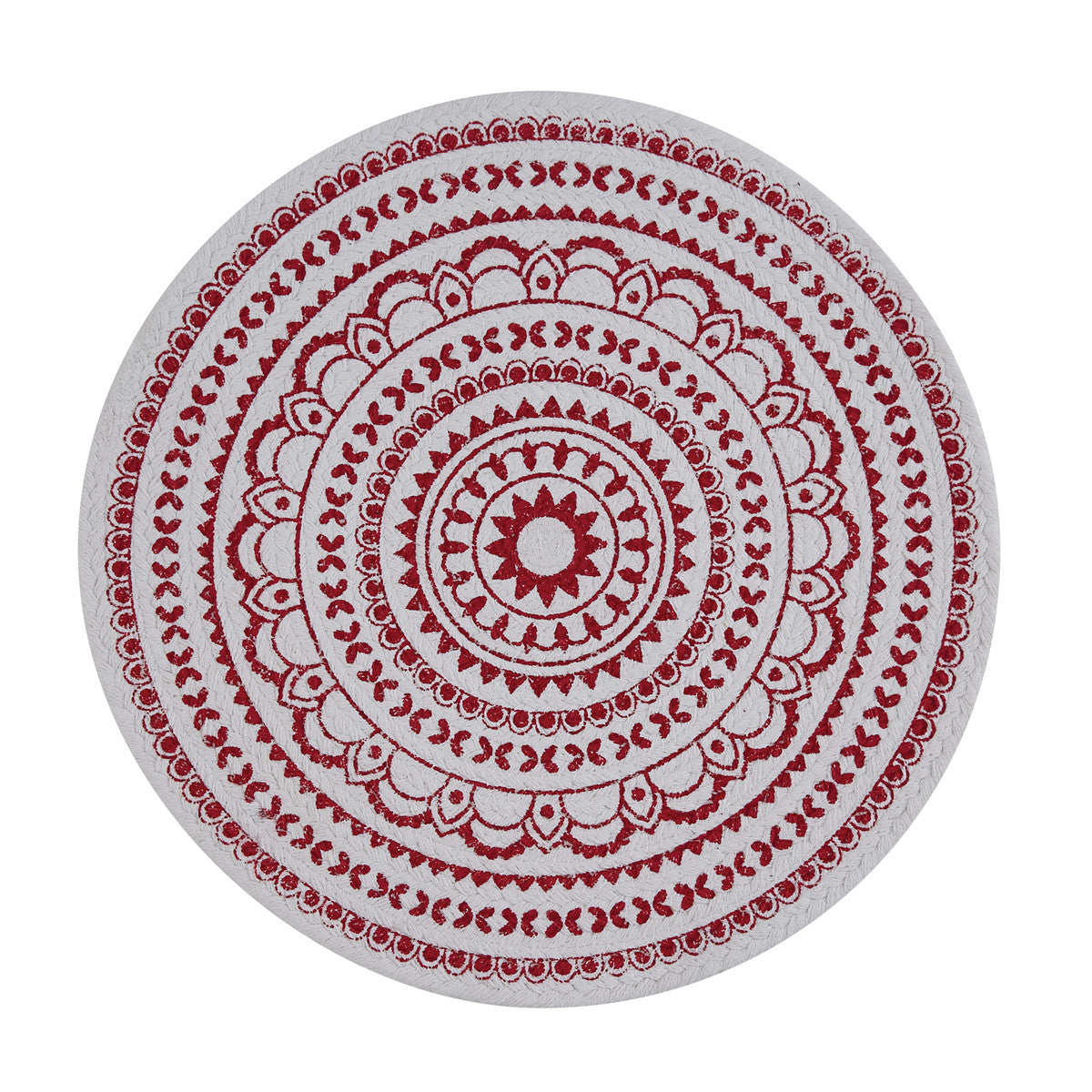 Red Medallion Round Printed Placemat