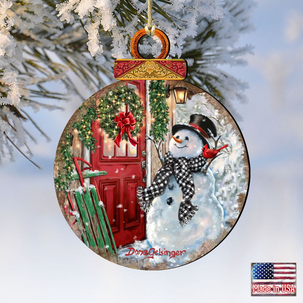 Winter Arrival Snowman Wooden Ornaments by Gelsinger - Christmas Santa Snowman Decor - 8121127DG