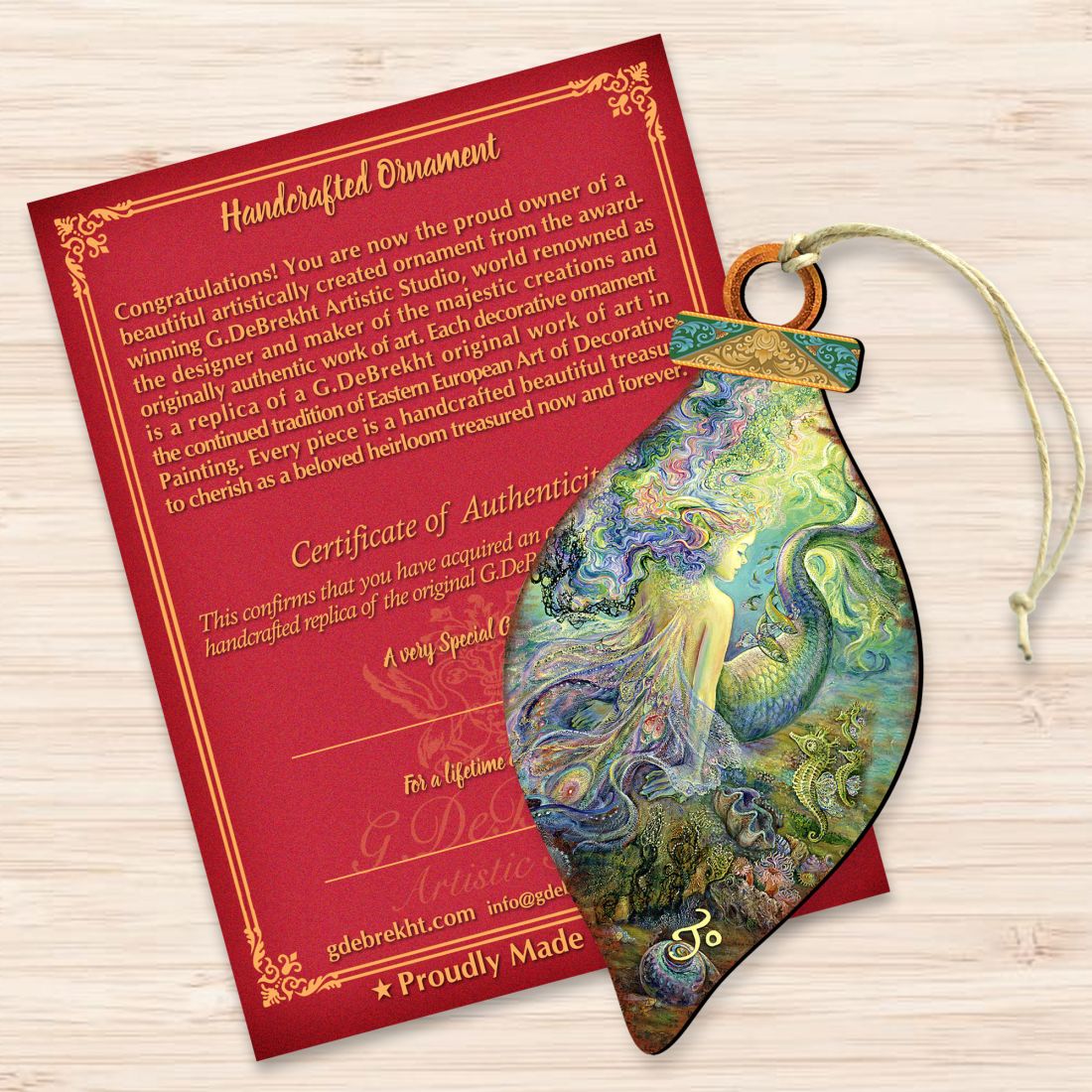 Mer Fairy Wooden Ornaments by Josephine Wall - Christmas Decor - 845624-JW
