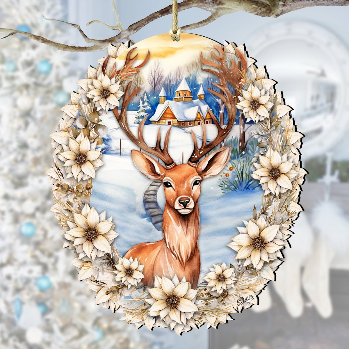 Majestic Forest Deer Wooden Ornaments by G. Debrekht Christmas Decor - 8611065