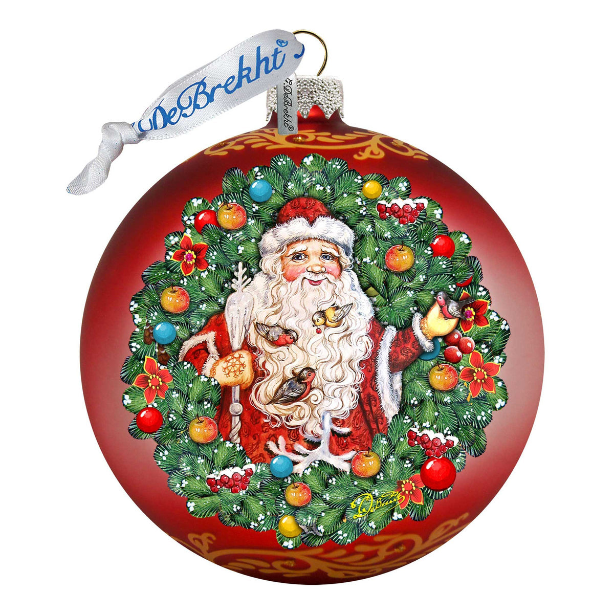 Santa the Bird Whisperer Glass Ornament Limited Edition by G. DeBrekht - Christmas Decor - 73914