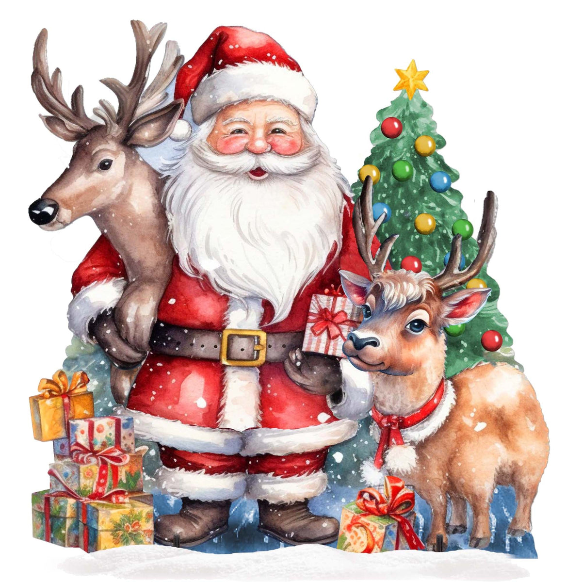Santa with Reindeers Outdoor Decor by G. Debrekht - Christmas Santa Snowman Decor - 8611032F