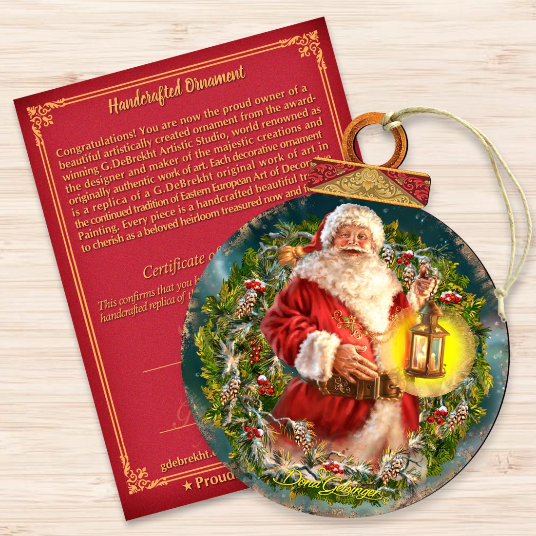 Enchanted Christmas Wreath Wooden Ornaments by Gelsinger - Christmas Santa Snowman Decor - 8021051-1003