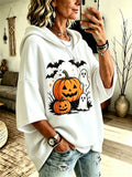 Digital-print Halloween Casual Loose-fit Hooded Sweatshirt