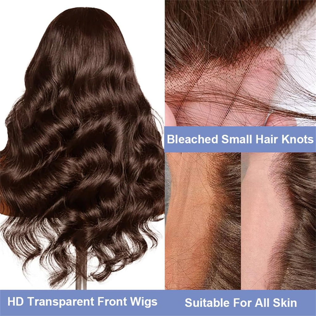 Lace Frontal Human Hair Wig Brown Body Wave Density