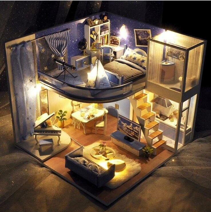 DIY Wooden Doll House Kit, Creative Christmas Gift for Kids
