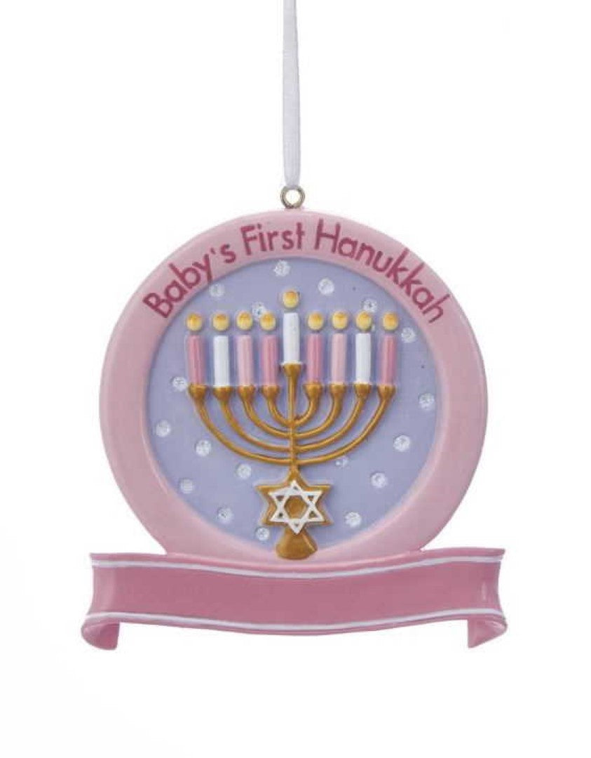 Baby's First Hanukkah Ornament Pink