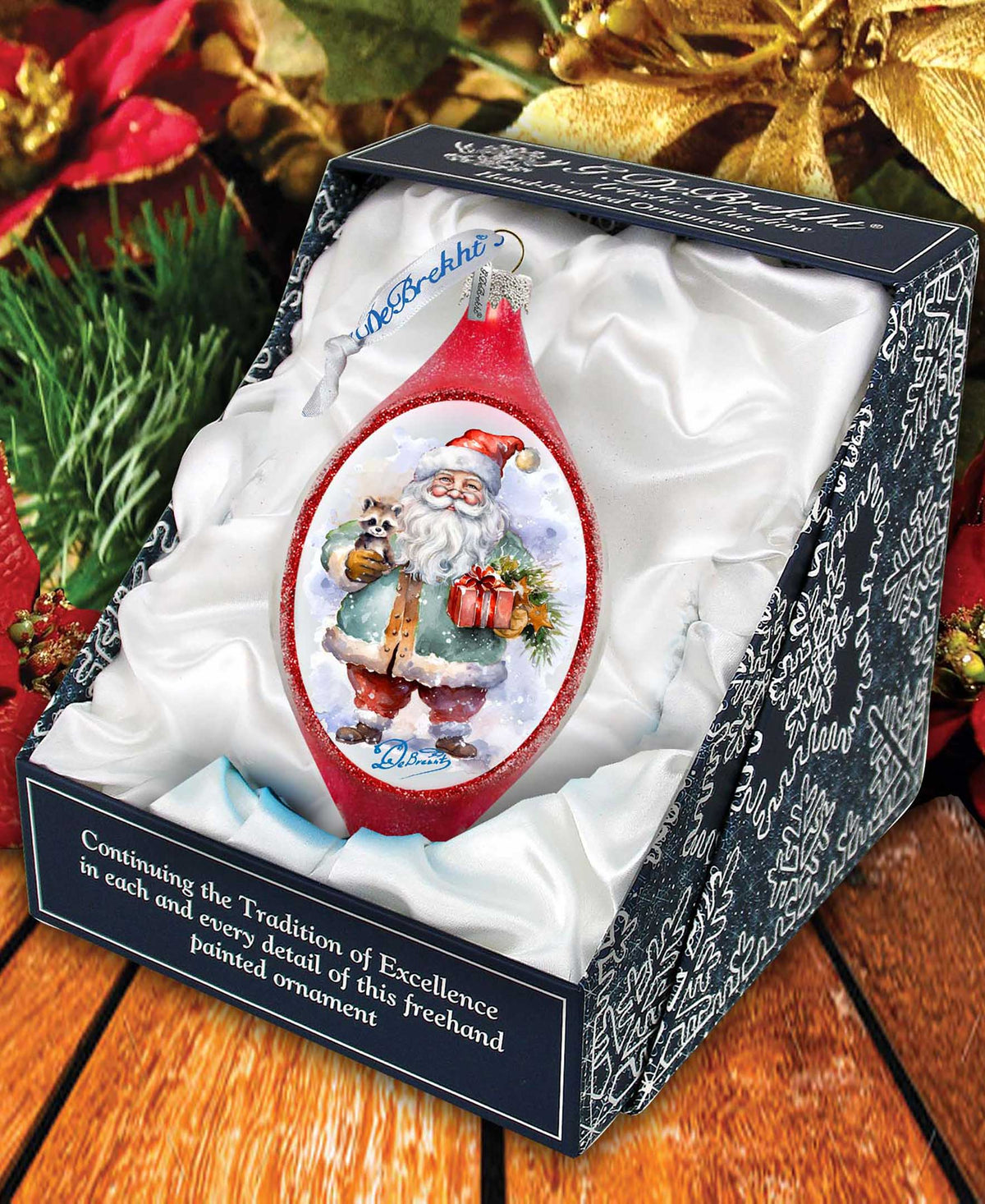 Santa Claus Presents Drop Glass Ornament by G. Debrekht - Christmas Santa Snowman Decor - 757-045