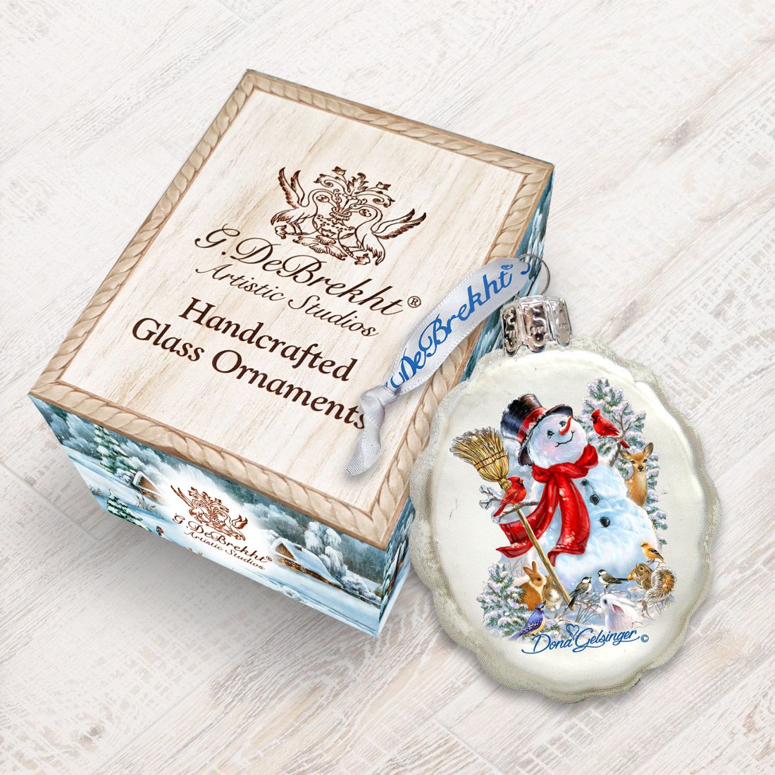 Frosty Forest Friends Mercury Glass Ornament by D. Gelsinger - Christmas Santa Snowman Decor - 778102-1624