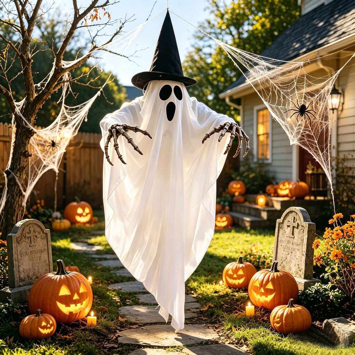 Halloween Ghost Skull Glowing Wizard Hat Halloween Decorations