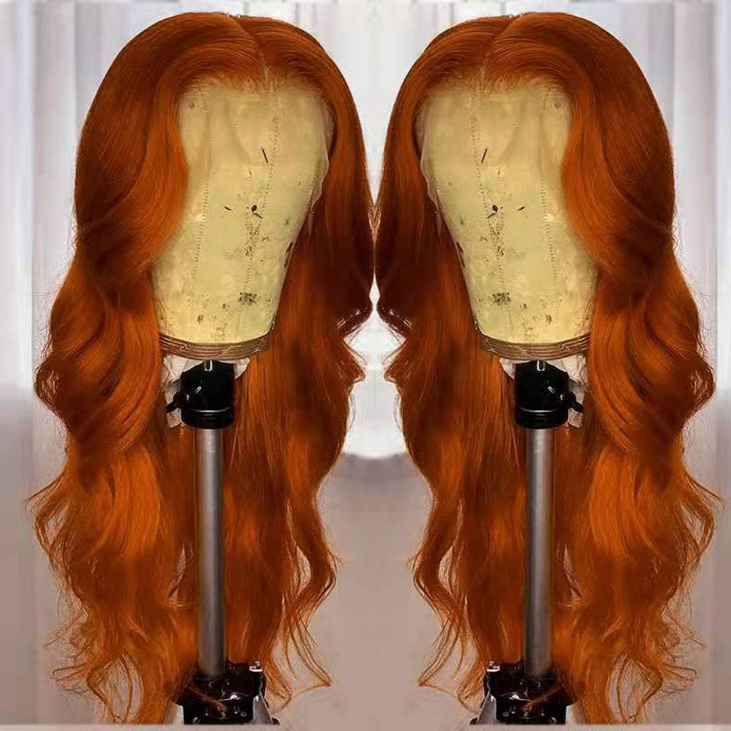 Dark Orange Wig Hair Set Smooth Hair