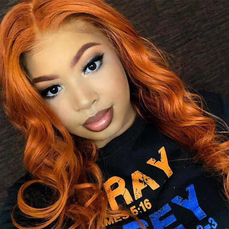 Dark Orange Wig Hair Set Smooth Hair
