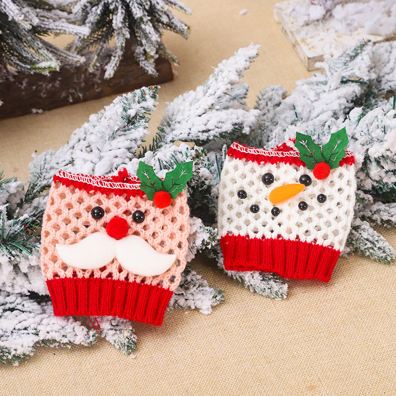 Christmas Wool Wine Cup Cover