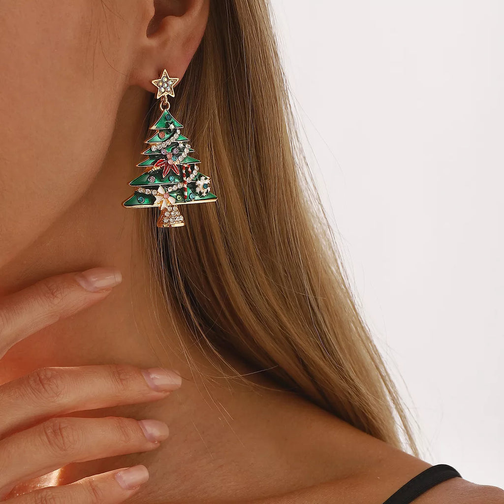 Christmas Tree Dangle Earrings