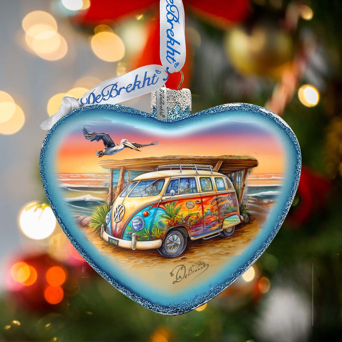 Coastal Truck Heart Glass Ornament by G. Debrekht - Christmas Decor - 753-091