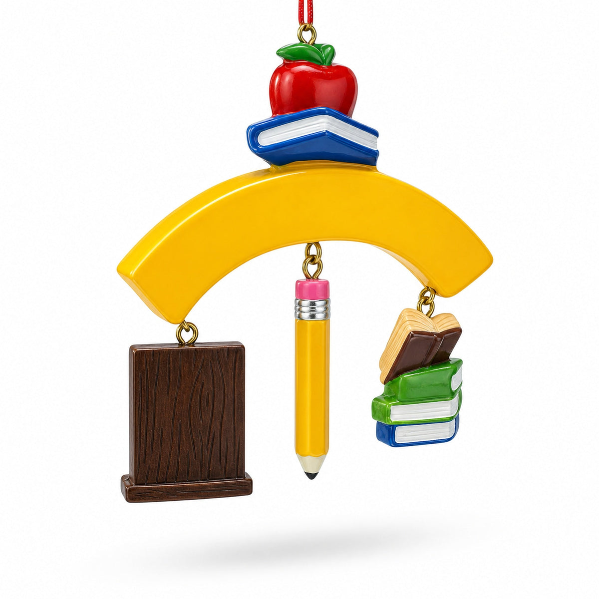Teach Love Inspire Teacher Apple Books Resin Christmas Ornament