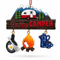 Happy Camper Retro RV Mountain Sign Resin Christmas Ornament