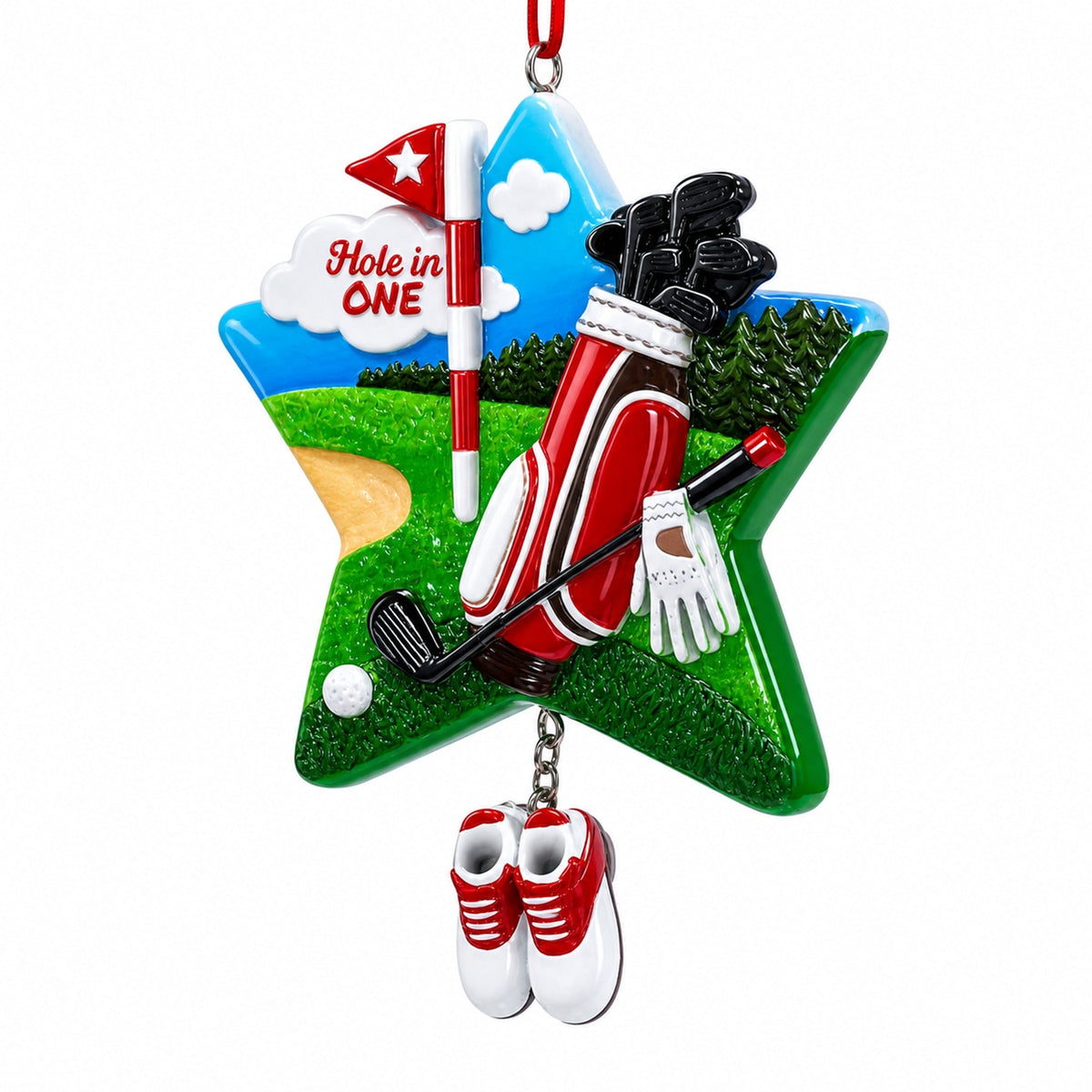 Golf Club Bag Putting Green Picture Frame Resin Christmas Ornamen