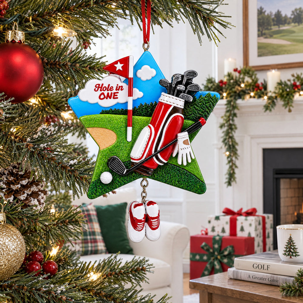 Golf Club Bag Putting Green Picture Frame Resin Christmas Ornamen