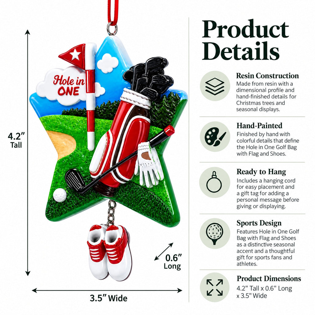 Golf Club Bag Putting Green Picture Frame Resin Christmas Ornamen