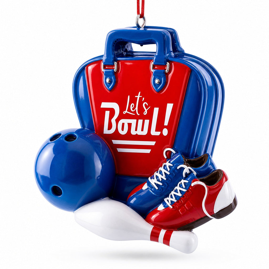Let's Bowl Bowling Bag Pins Resin Christmas Ornament
