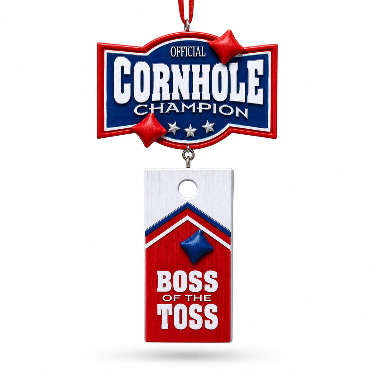 Official Cornhole Champion Boss Of The Toss Resin Christmas Ornament