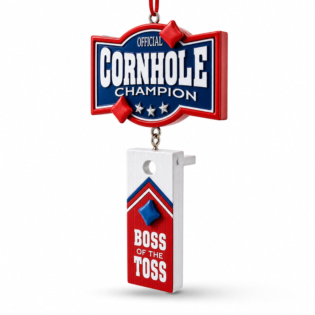 Official Cornhole Champion Boss Of The Toss Resin Christmas Ornament