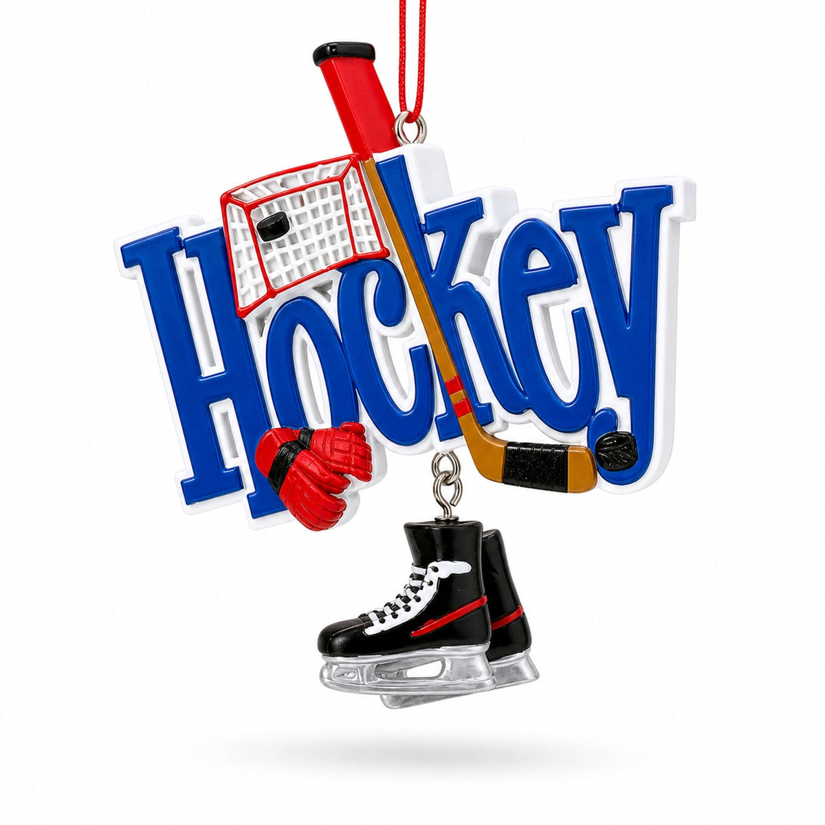 Hockey All Star Skates Stick Picture Frame Resin Christmas Ornament