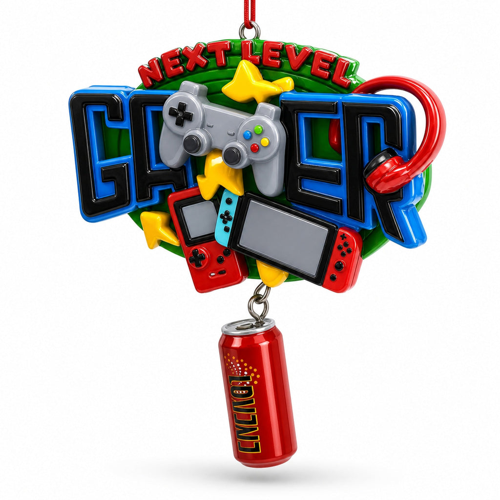 Gamer Video Game Controller Energy Drink Resin Christmas Ornament