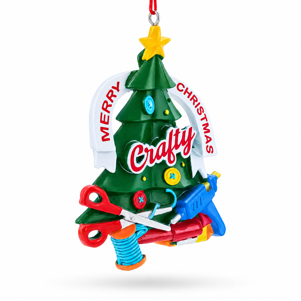 Crafty DIY Tree Scissors Glue Gun Resin Christmas Ornament