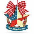Americana Patriotic Star Wreath God Bless America Resin Christmas Ornament