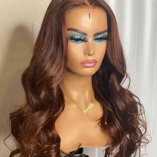 Lace Closure Human Hair Wig Brown Body Wave Density
