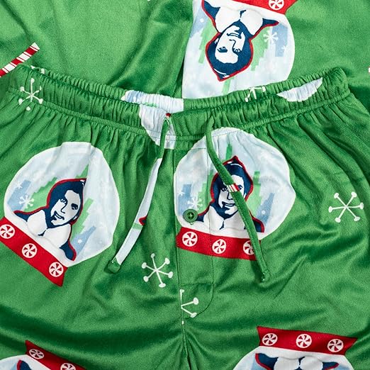 Elf Snowflakes Unisex Adult Candy Cane Green Lounge Pants