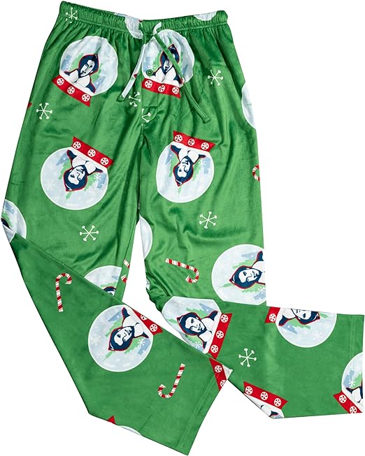 Elf Snowflakes Unisex Adult Candy Cane Green Lounge Pants
