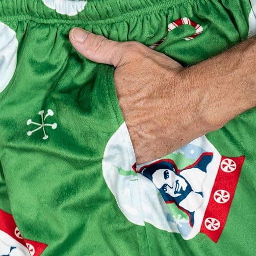 Elf Snowflakes Unisex Adult Candy Cane Green Lounge Pants