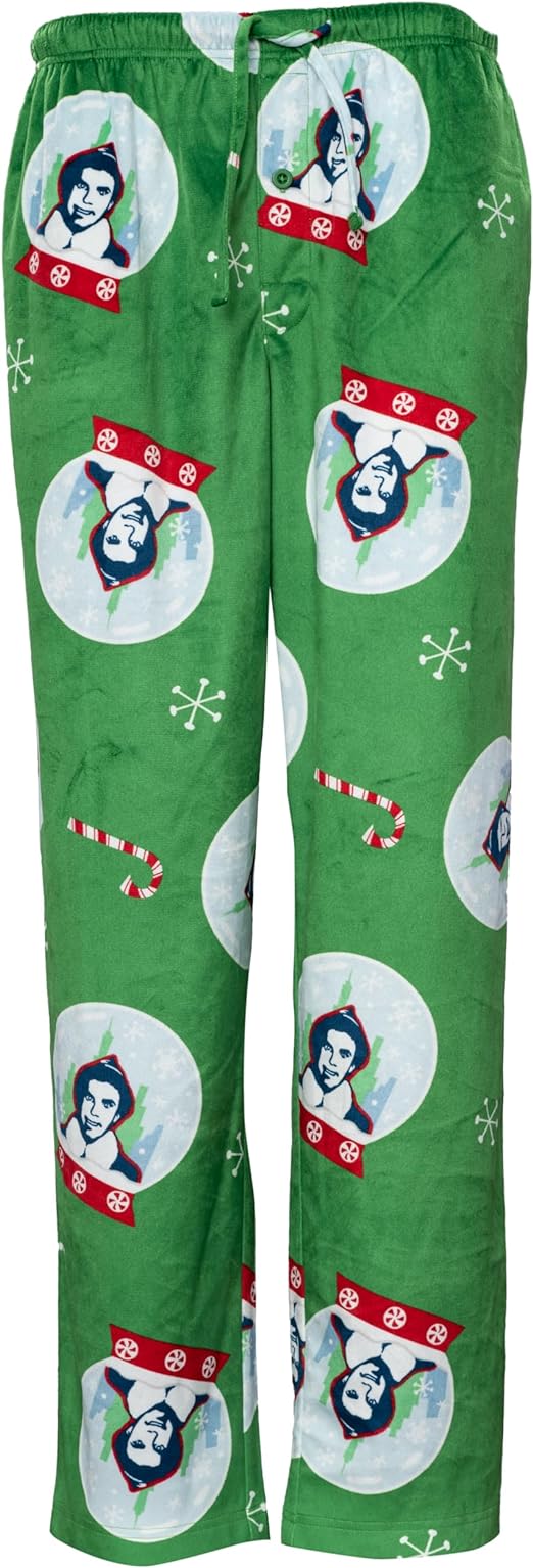 Elf Snowflakes Unisex Adult Candy Cane Green Lounge Pants