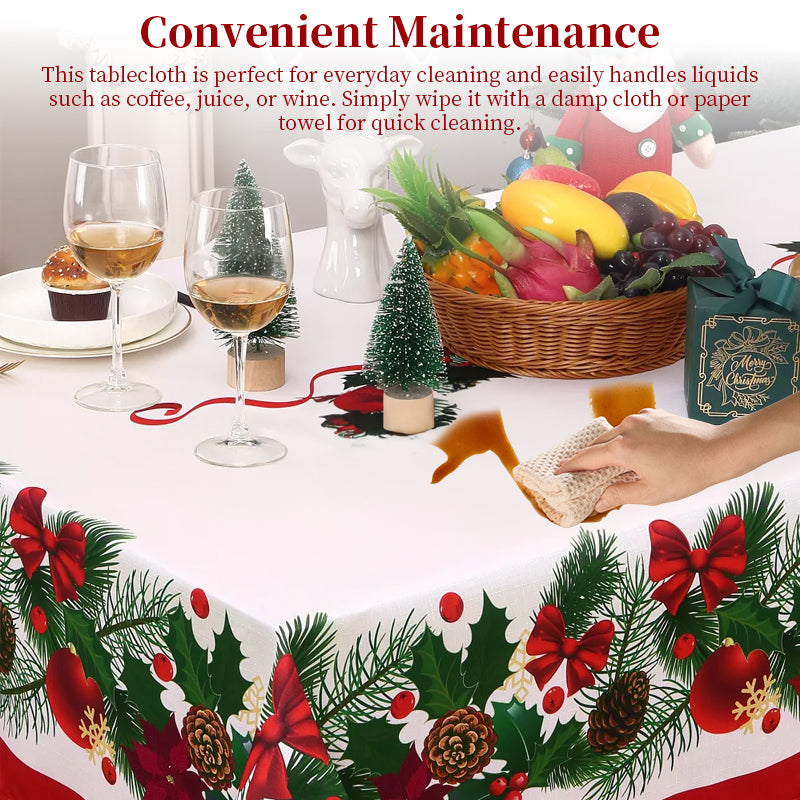 Christmas table runner with pine holly needle, holiday dining decor