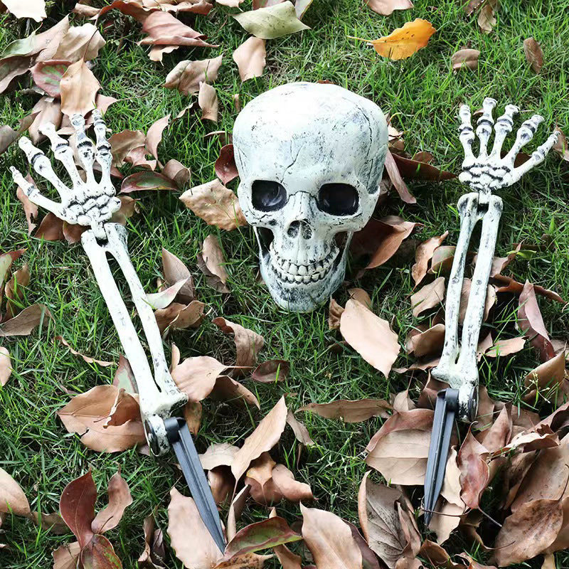 Halloween Skeleton Stakes: Realistic Skull, Head, Hands/Arms – For Party, Home, Garden, Lawn