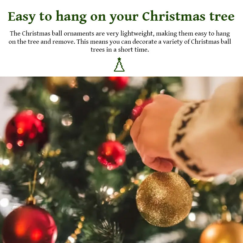 50 pcs/box: 2025 Gold Red Hanging Christmas Tree Ball Ornaments, 2026 Home Holiday Decorations & New Year Gifts