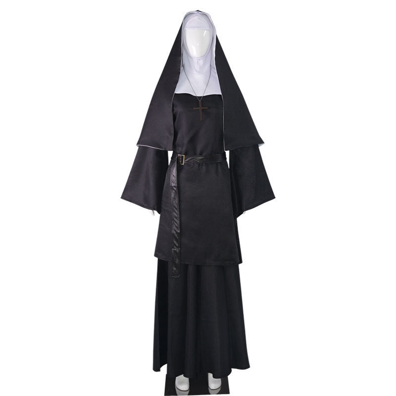 Halloween TheNun Ghost Sister cosplay costume, black horror nun costume, priest cosplay costume